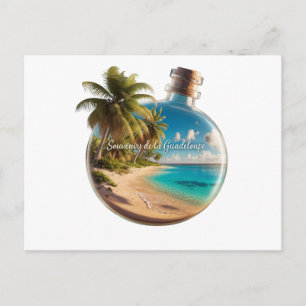 Carte Postale Bouteille Souvenir Guadeloupe: Plage Tropicale