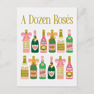 Carte Postale Bouteilles de champagne rose Pop Fizz Clink