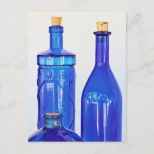 Carte Postale Bouteilles en verre bleu