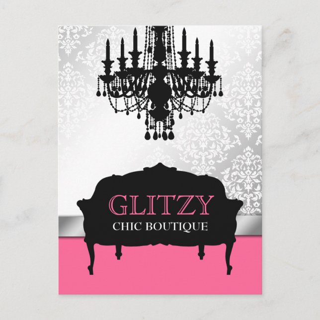 Carte Postale Boutique chic 311-Glitzy - Rose rose vertical (Devant)