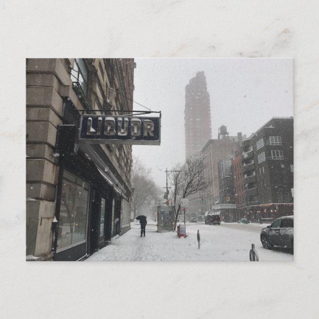 Carte Postale Boutique de boissons Columbus Avenue Winter Snowst (Devant)
