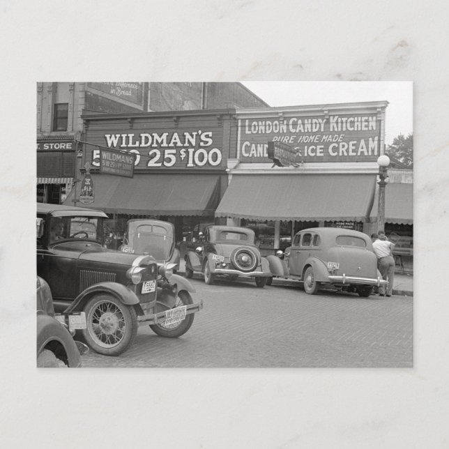 Carte Postale Boutique de bonbons et de glaces, 1938 (Devant)