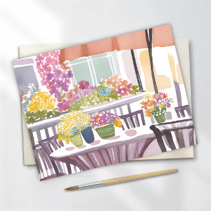 Carte Postale Boutique de fleurs   Aquarelle Fleurs de printemps