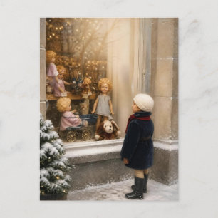 Carte Postale Boutique de Jouets de Noël Vintage Nostalgique