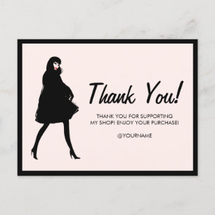 Carte Postale Boutique Femme de Mode, Merci rose Poshmark