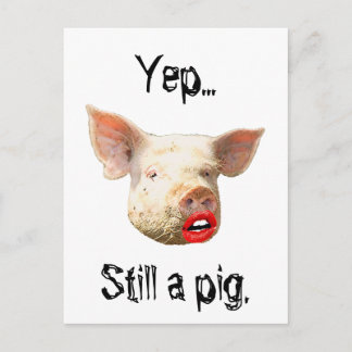 Carte Postale Bouton à lèvres sur un cochon