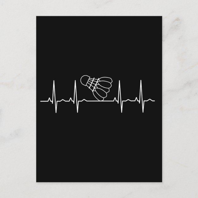 Carte Postale Bouton de coeur de la raquette de Badminton (Devant)