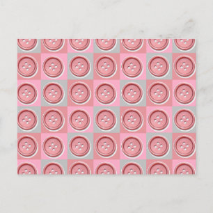 Carte Postale Bouton de couture rose coché