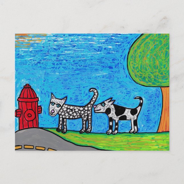 Carte postale Bouton de renflouement de deux chien (Devant)