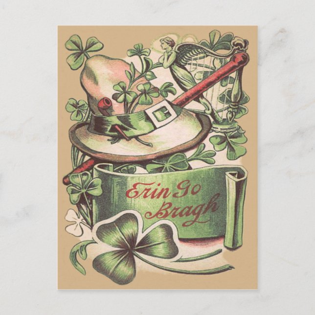 Carte Postale Bouton de trèfle Chapeau Pipe Gourdin (Devant)