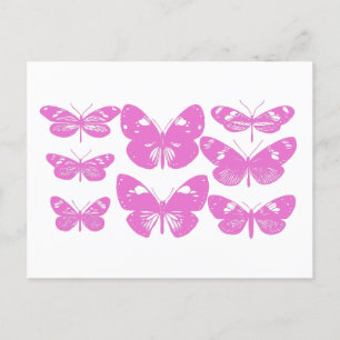 Carte Postale Bouton d'impression bloc Vintage en rose