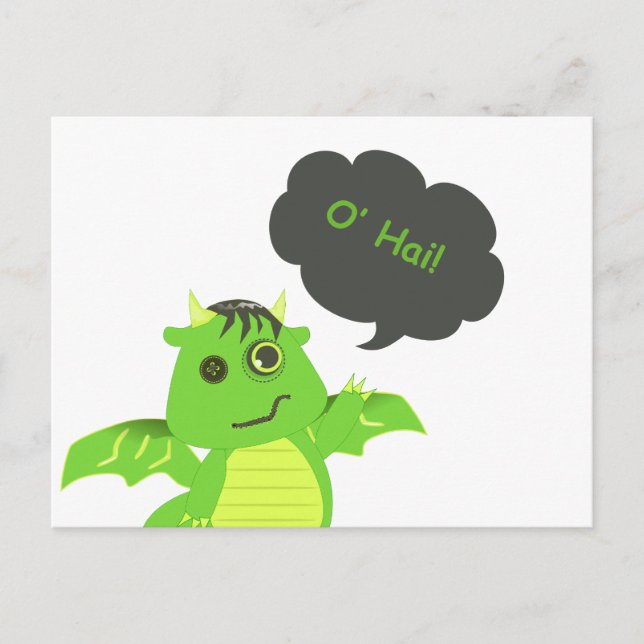 Carte Postale Bouton mignon Dragon Zombie Eyed (Devant)