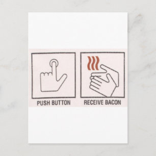 Carte Postale Bouton Push, Bacon de réception