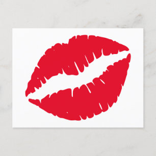 Carte Postale Bouton rouge brillant Baiser blanc