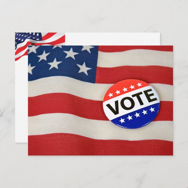 Carte Postale Bouton Vote sur l'indicateur USA (Devant / Derrière)