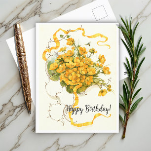 Carte Postale  Boutons d'or Floral Vintage