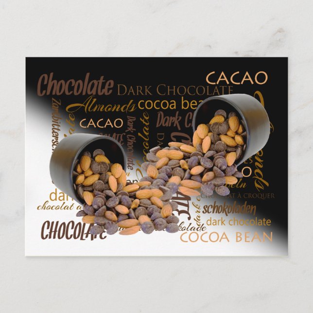 Carte Postale Bouts de chocolat et amandes - photo de gros plan (Devant)