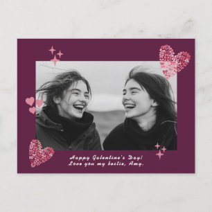 Carte Postale Bow Hearts Galentine's Day Photo et texte personna
