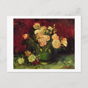 Carte Postale Bowl avec Peonies et Roses par Vincent van Gogh