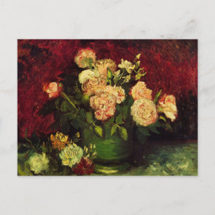 Carte Postale Bowl avec Peonies et Roses par Vincent van Gogh