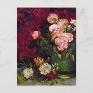 Carte Postale Bowl avec Peonies & Roses Van Gogh Art
