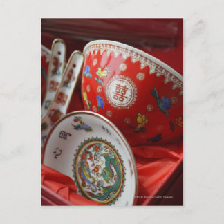 Carte Postale Bowl chinois avec double bonheur