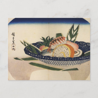 Carte Postale Bowl of Sushi, vers le Japon des années 1800.