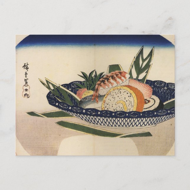 Carte Postale Bowl of Sushi, vers le Japon des années 1800. (Devant)