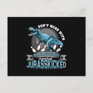 Carte Postale Bowlasaurus Dinosaur Bowling Bowler Strike Cadeau