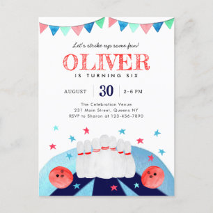 Carte Postale Bowling Boy Anniversaire Fête Grève Un Peu Amusant