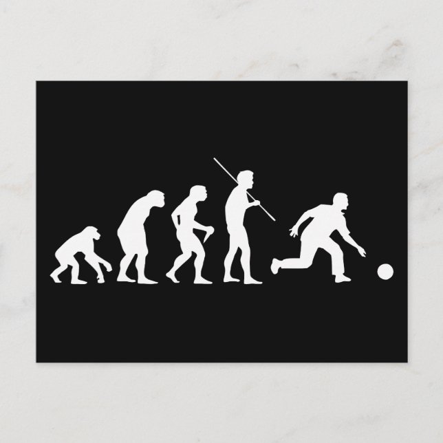 Carte Postale Bowling Evolution de Man à Bowler (Devant)