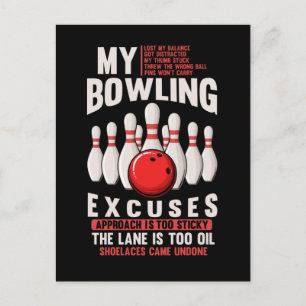 Carte Postale Bowling Excuse l'Humour de Bowler drôle