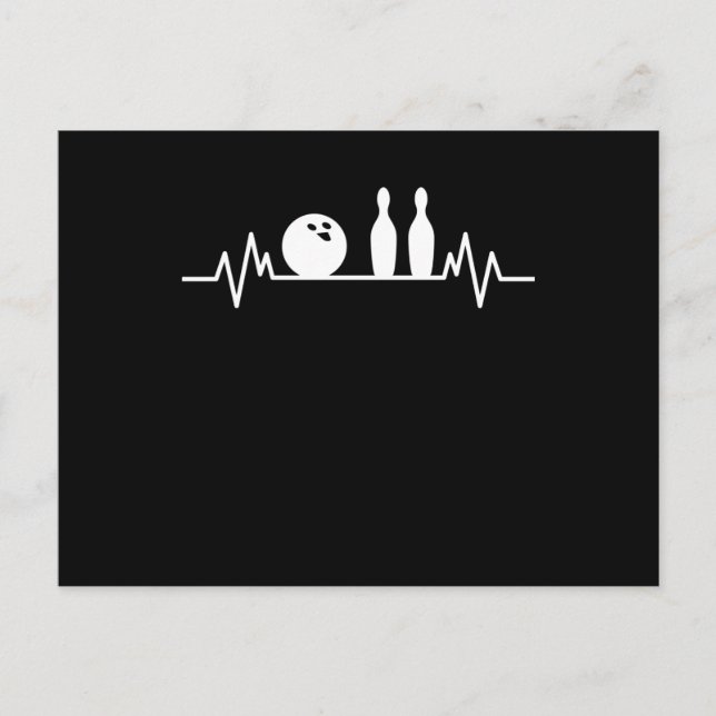 Carte Postale Bowling Heartbeat Bowler Pins Bowling Player Gift (Devant)