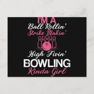 Carte Postale Bowling Kinda Girl Funny Girl fille Bowler
