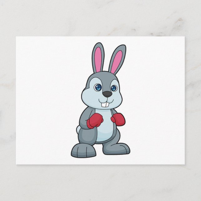 Carte Postale Boxe de lapin Boxeur Gants de boxe (Devant)