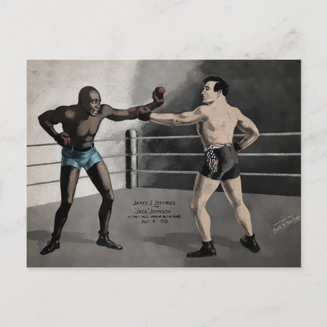 Carte Postale Boxe vintage Johnson VS Jeffries (Devant)