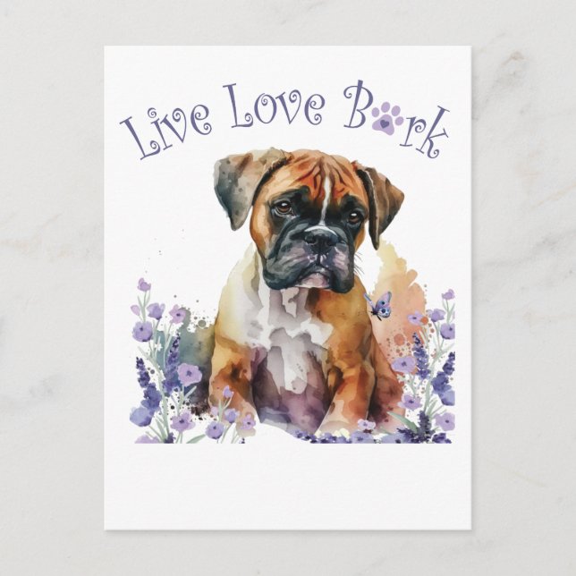 Carte Postale Boxer Chien Maman Floral (Devant)