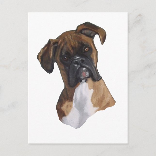 Carte Postale Boxer : Chien : Pastel à l'huile : Illustration de (Devant)