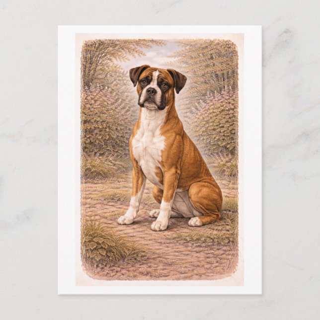 Carte Postale Boxer de style vintage (Devant)