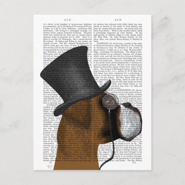 Carte Postale Boxer, Hound Formal et Chapeau (Devant)