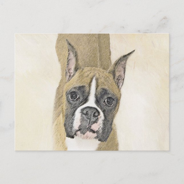 Carte Postale Boxer Peinture - Cute Original Chien Art (Devant)