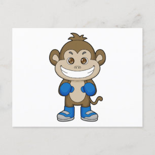 Carte Postale Boxeur de boxe de singe Gants de boxe