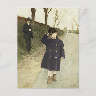 Carte Postale Boy Saluting Vintage Photo
