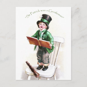 Carte Postale Boy Singing Irish Song Vintage St Patrick's Day