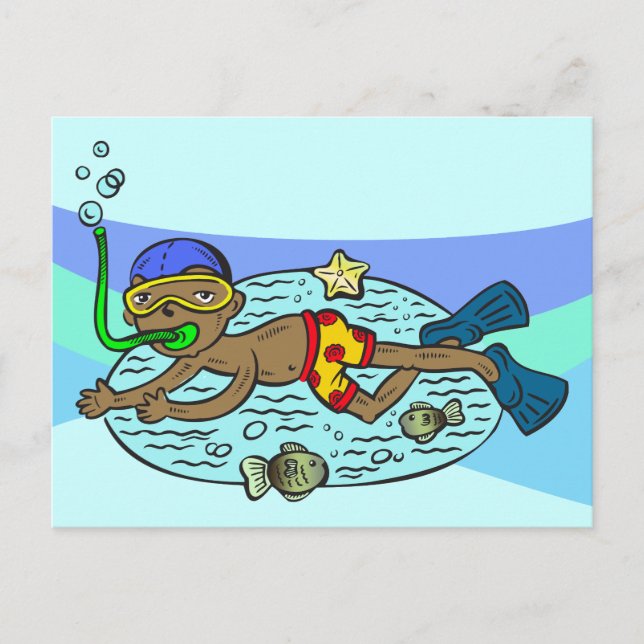 Carte Postale Boy Swimming With Fish (Devant)