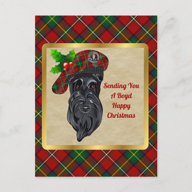 Carte Postale Boyd Clan Badge & Tartan Christmas (Devant)