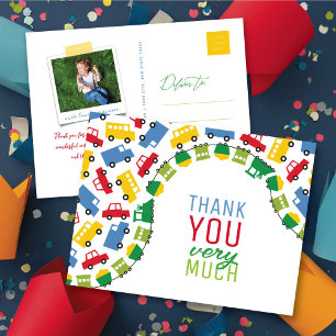 Carte Postale Boys Jouets Transport Train Bus Truck Merci