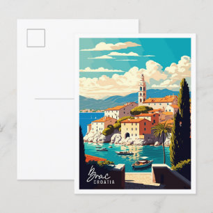 Carte Postale Brac Croatie Illustration de voyage artisanale