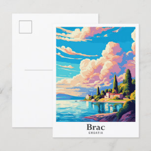 Carte Postale Brac Croatie Vintage voyage d'art