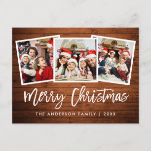 Carte Postale Bracelet en bois rustique 3 Photo Étoile de Noël